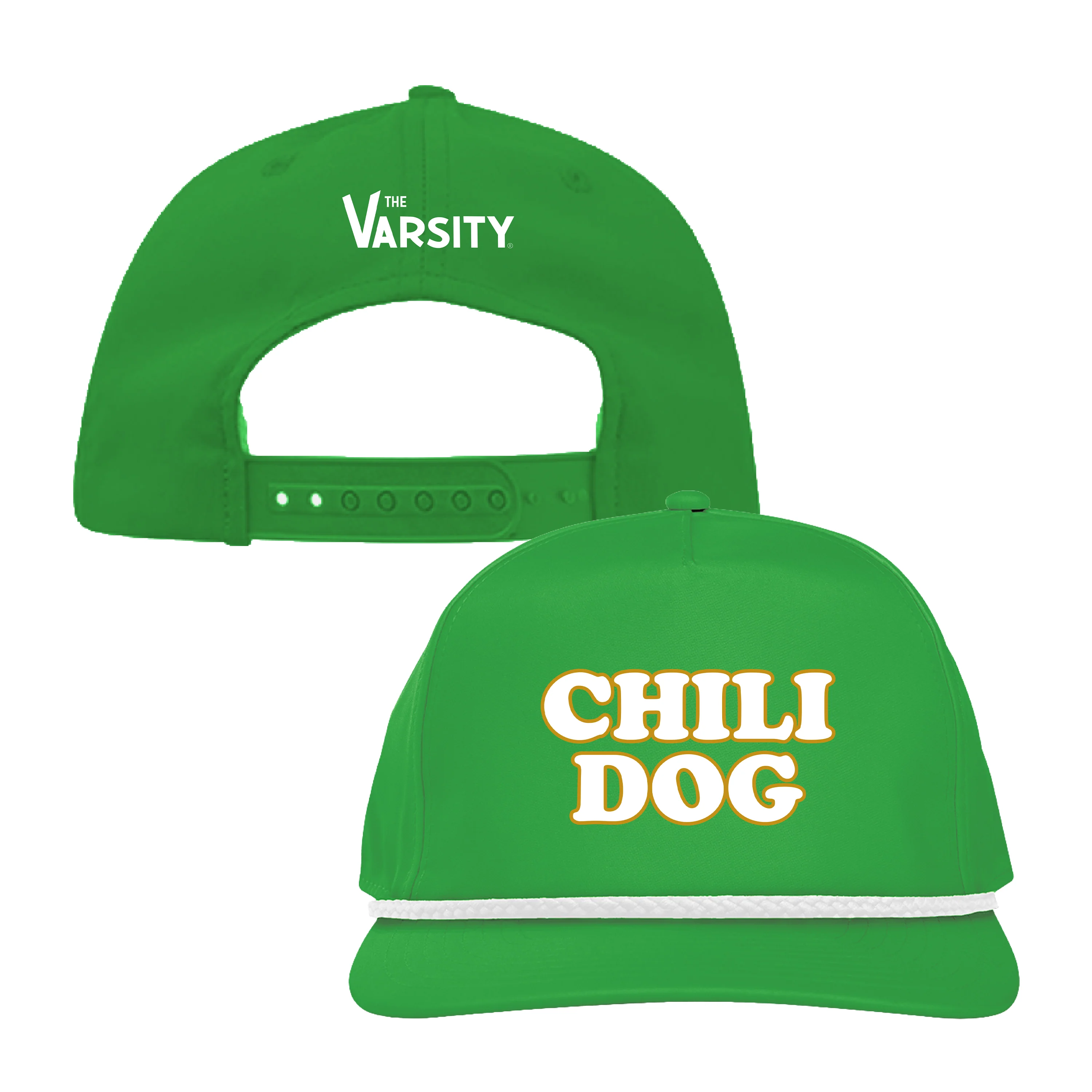 "Chili Dog" Athletic Rope Cap, Green w/ White logo